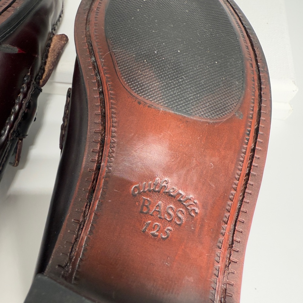 Vintage G.H Bass Weejuns Harper Leather Fringe Loafer  Burgundy Brown Women’s 7M - Picture 4 of 10